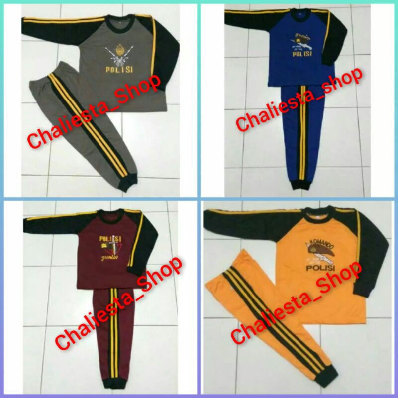 Setelan Kaos Training Lengan Panjang Anak Polisi