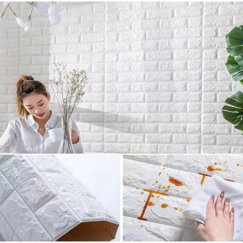 WALLPAPER DINDING FOAM 3D/BAYAR DITEMPAT/MEDAN-Bata Putih