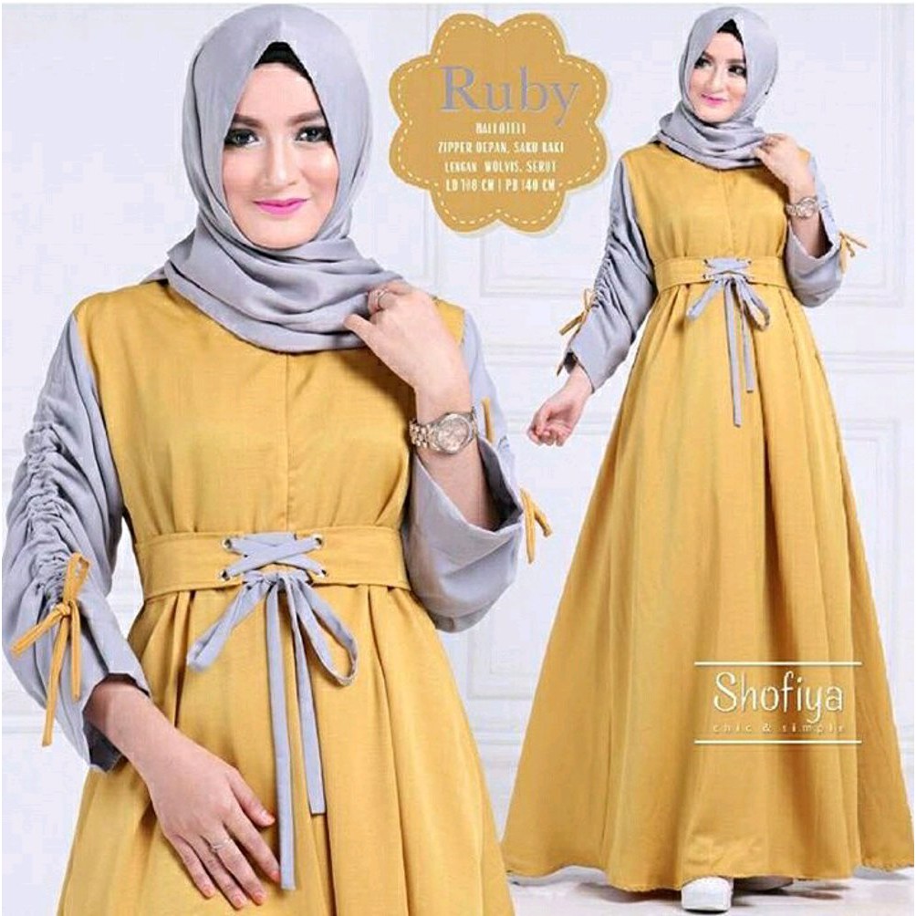 Gamis Syari Ruby | Dress Ruby Kuning |Ruby Yellow