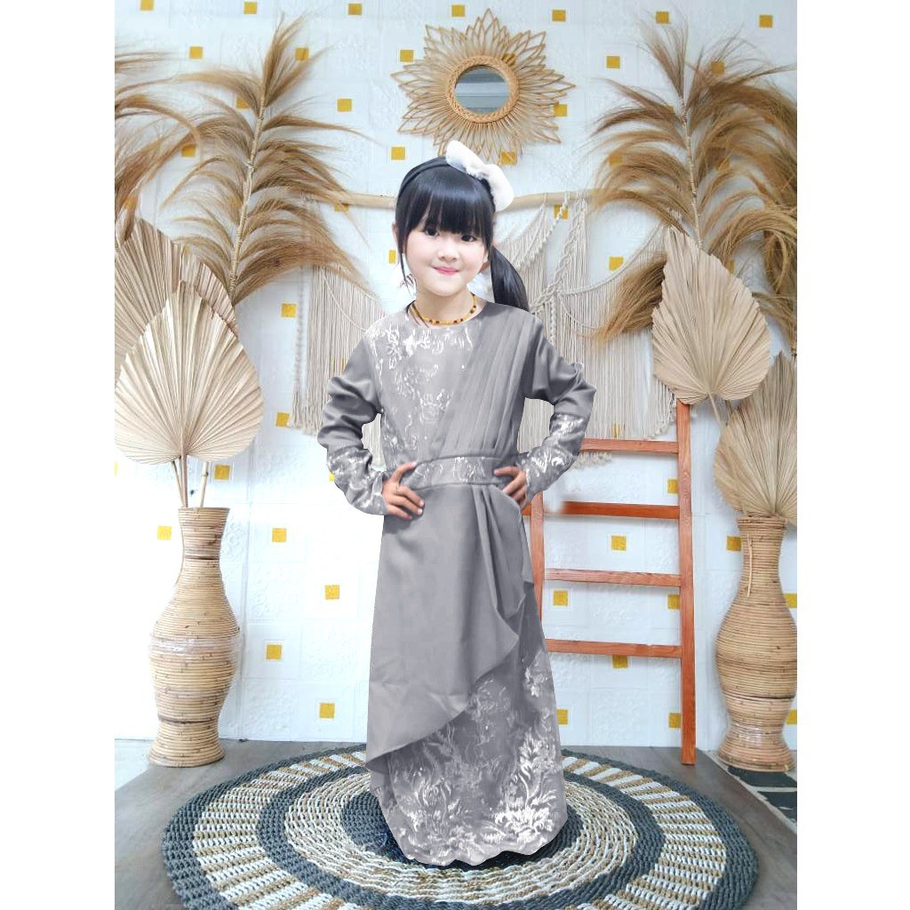 Gamis RenaKid  / GAMIS BRUKAT ANAK/GAMIS KONDANGAN ANAK/GAMIS ANAK BAHAN MOSCREPE KOMBINASI TILE/GAMIS SERAGAM