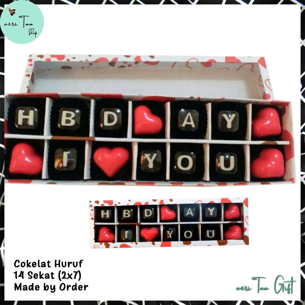 

Cokelat 14 Sekat 2x7 | Cokelat Souvenir | Cokelat Huruf | Cokelat Angka | Cokelat Bingkisan