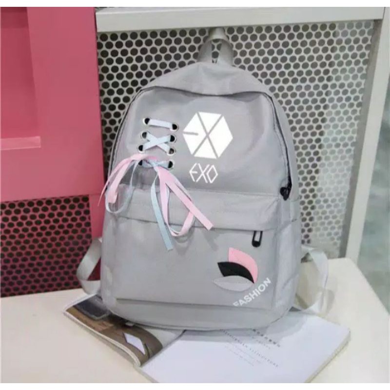 Ransel Exo -  Tas Sekolah Stylish Murah Trendy-Abu