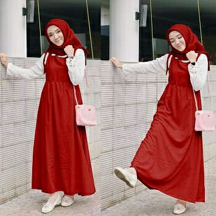 Premium-Busana Muslim-stelan baju muslim waka waka merah fashion wanita gamis
