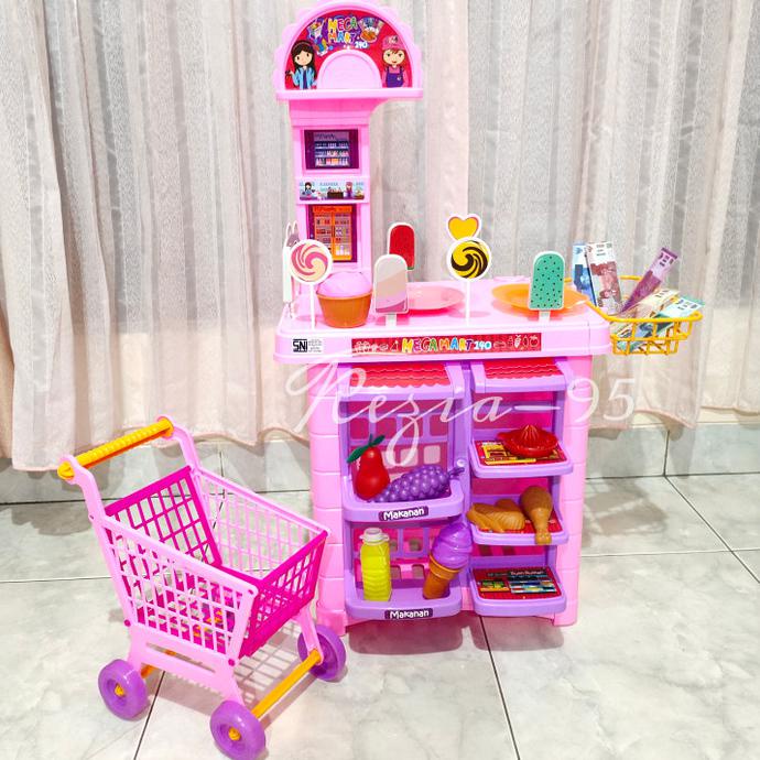 Mainan Anak Megamart Supermarket Kasir Kasiran Minimarket Troli