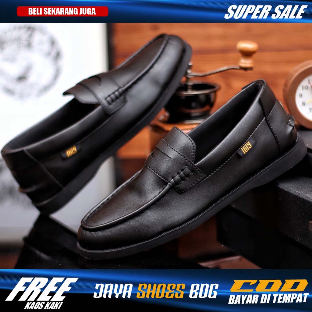 BRUCE|Sepatu Formal Pria Pantofel Hitam Kulit Syintetik Fashion Simple Trendy Kekinian Original Brand Main Gaya Kondangan Laki Laki