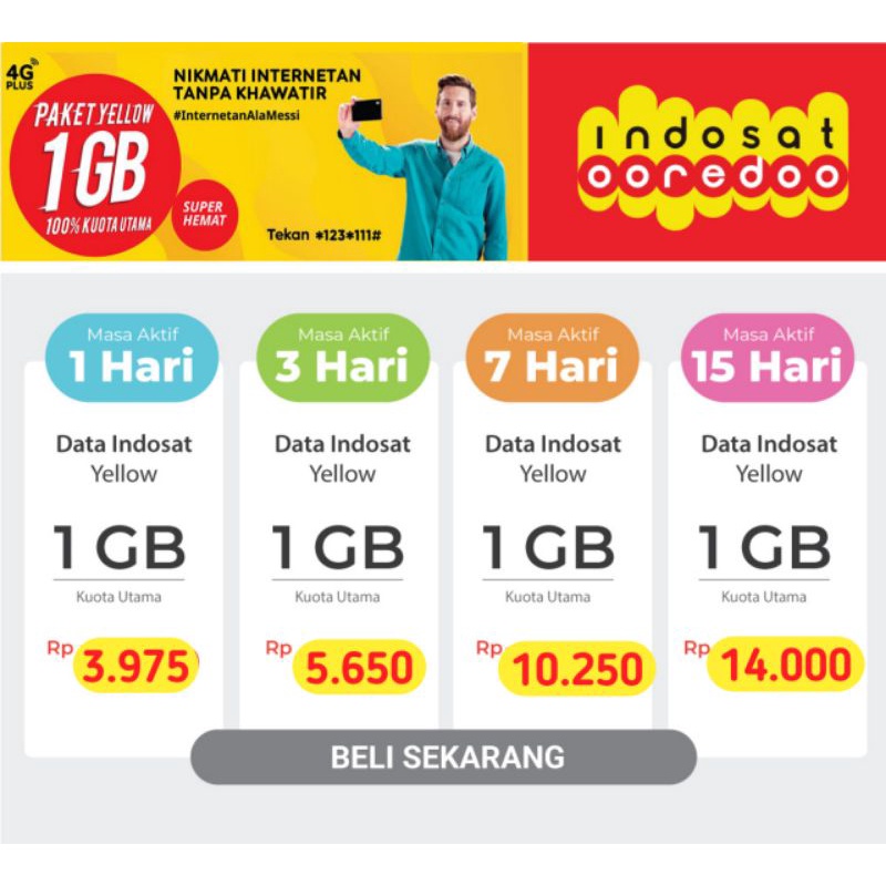 KUOTA MINI FREEDOM INTERNET INDOSAT/YELLOW