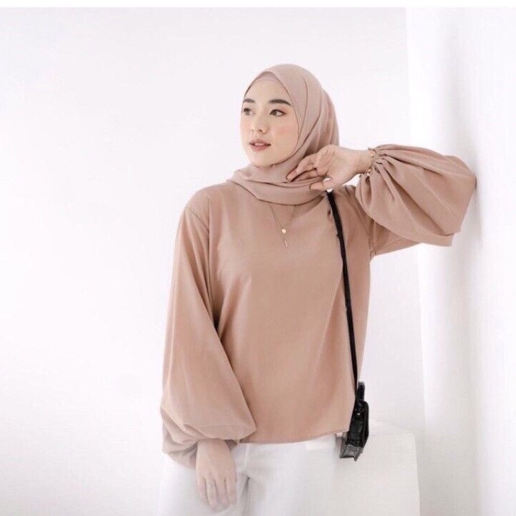 BLOUSE LUCIA KOREAN STYLE / LUCY BLOUSE BALON WOLFIS / ATASAN WANITA INDY BLOUSE / RUFY BASIC MURAH