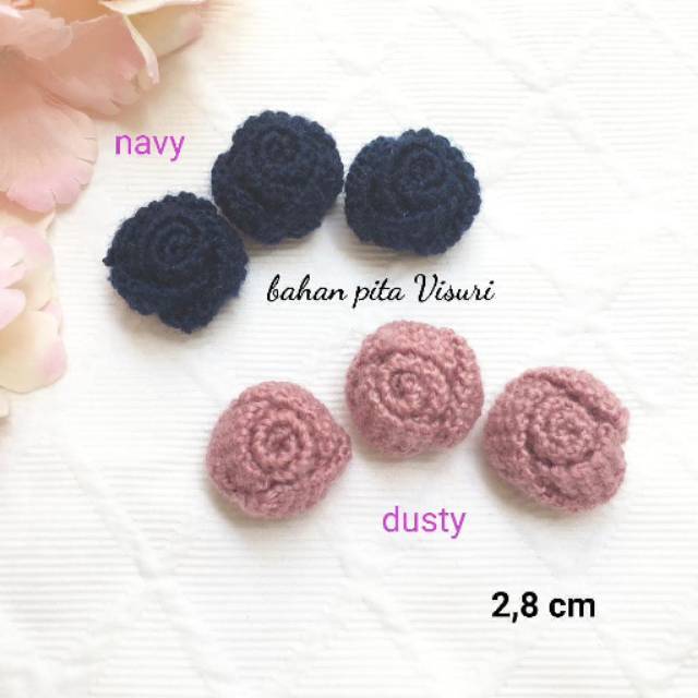 Bunga Rose Rajut 2,8 cm