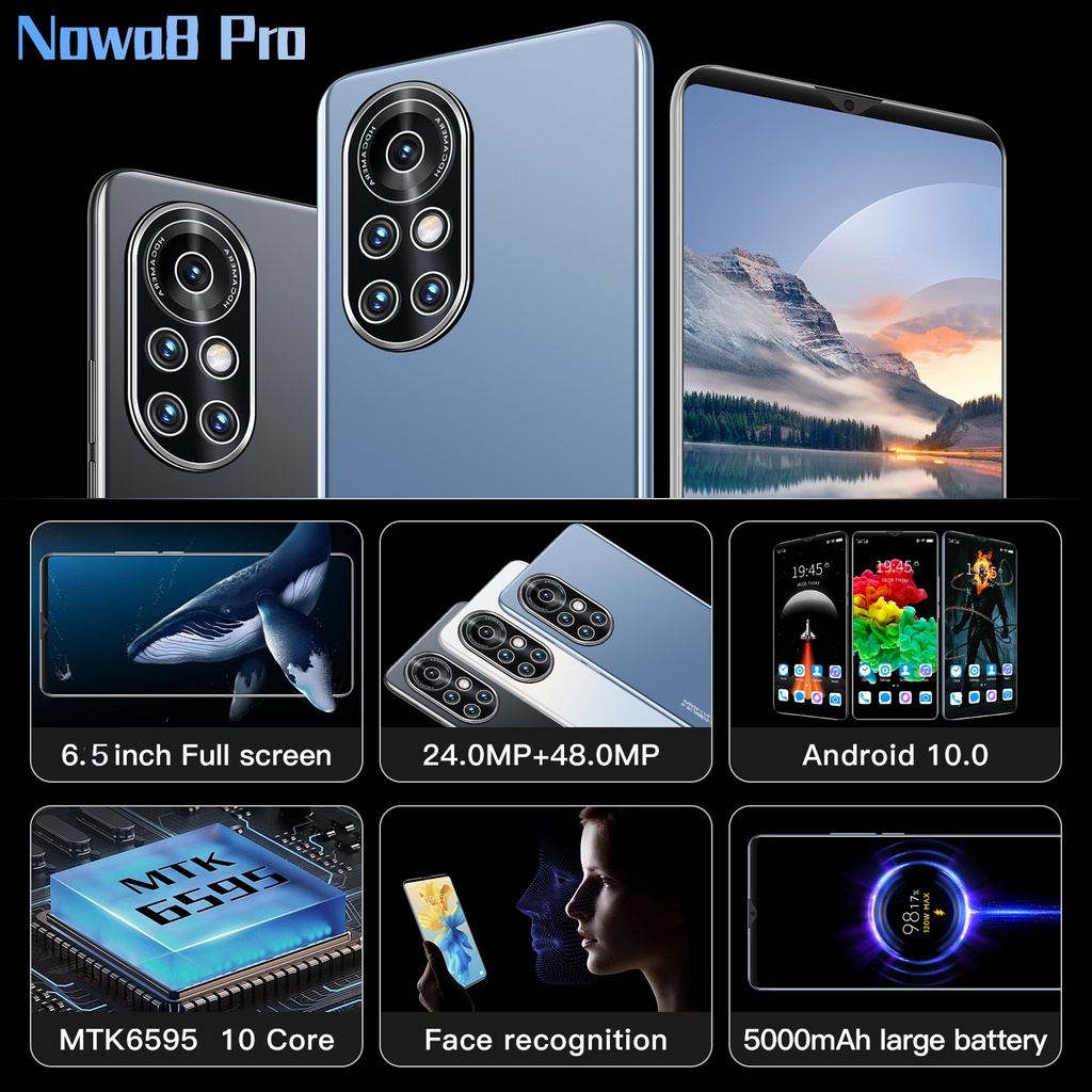 【COD+Pengiriman lokal】 Hp Murah Nova 8 5G 6.5Inci Ponsel Jaminan Kualitas RAM 8GB ROM 256GB Dual Card SIM Smartphone Android Ponsel baru original Handphone Murah Promo Cuci Gudang hp murah