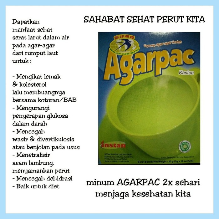 10 Sachet Agarpac Dari Swallow Globe Minuman Kaya Serat Halal Shopee Indonesia