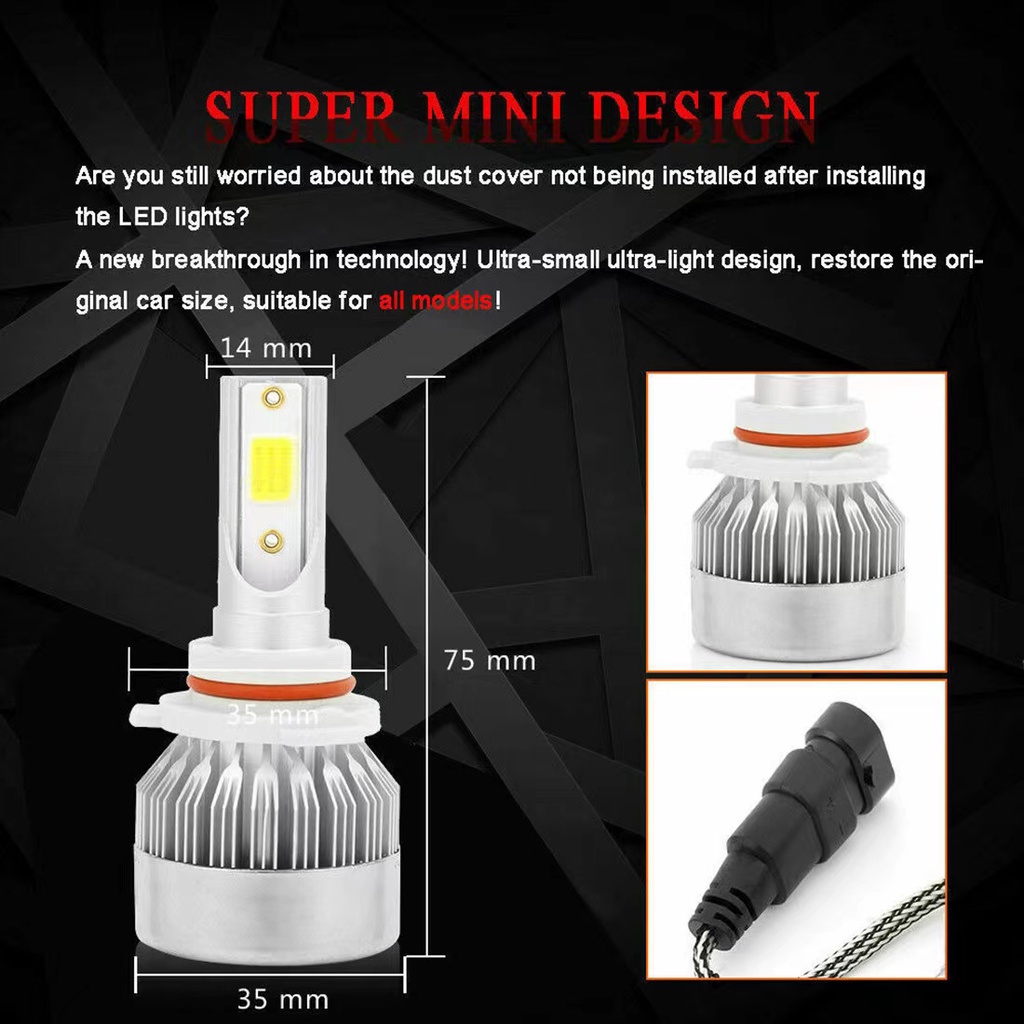 Lampu LED Mobil Headlight Lampu Utama C6 H4 H11 H8 H9 H16 H7 9005 HB3 9006 HB436W 3800L 6000K