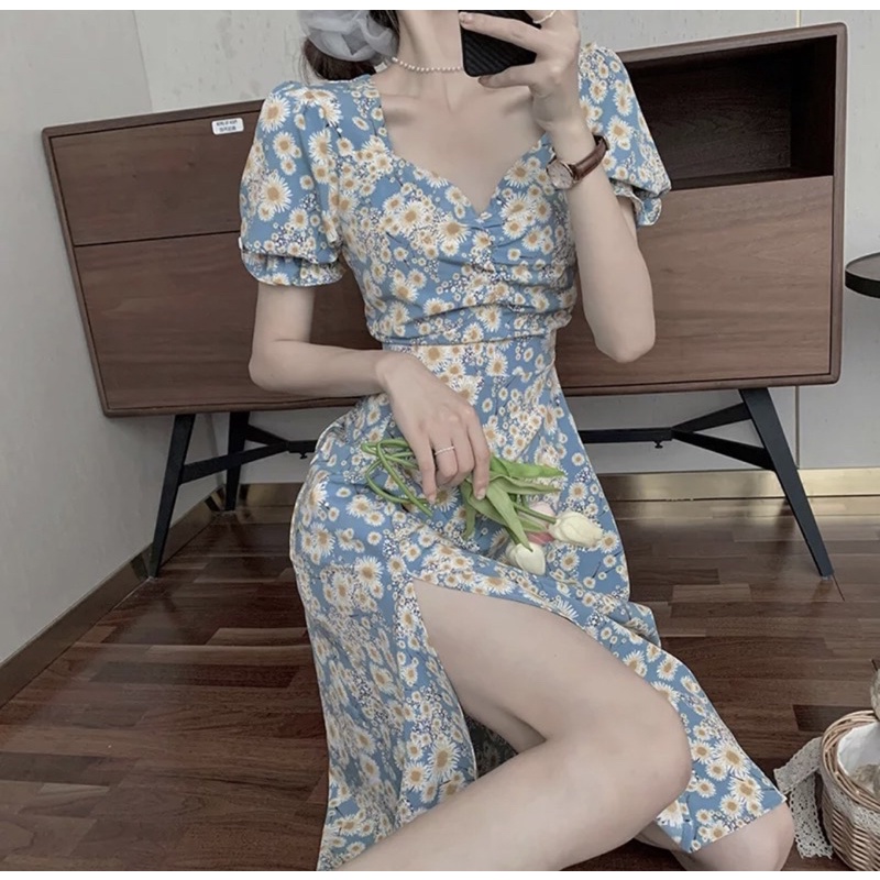 dress pantai wanita/gaun pesta/dress bunga korea/Gaun malam/dress korea wanita/dress brukat korean s