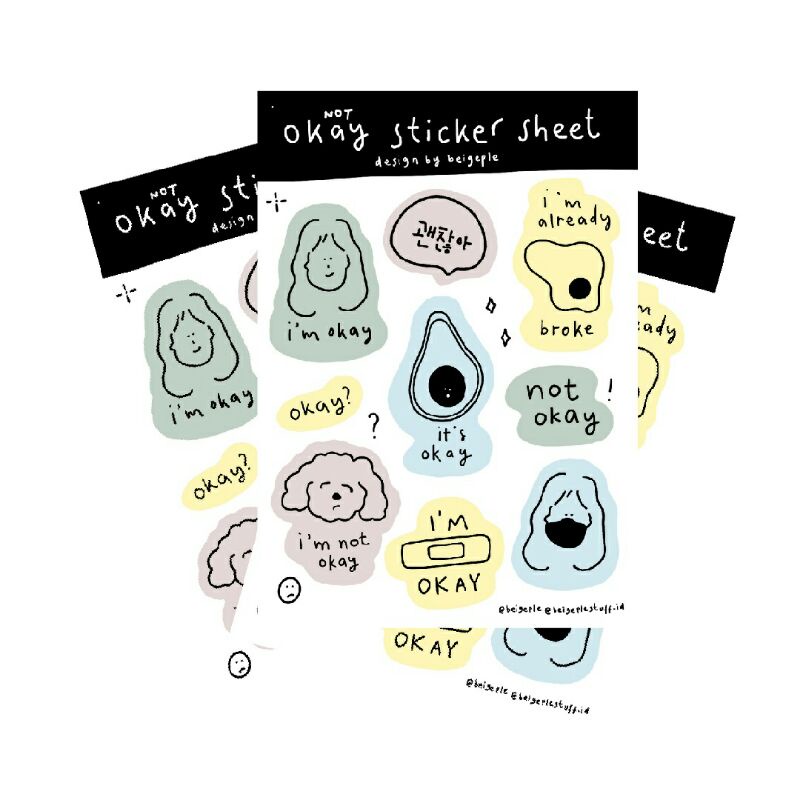 

Not Okay Sticker Sheet (Korean Aesthetic Sticker)