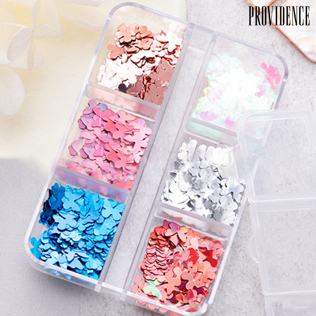 6 Grid / Box Sequin Bentuk Kupu-Kupu Untuk Nail Art Butterfly