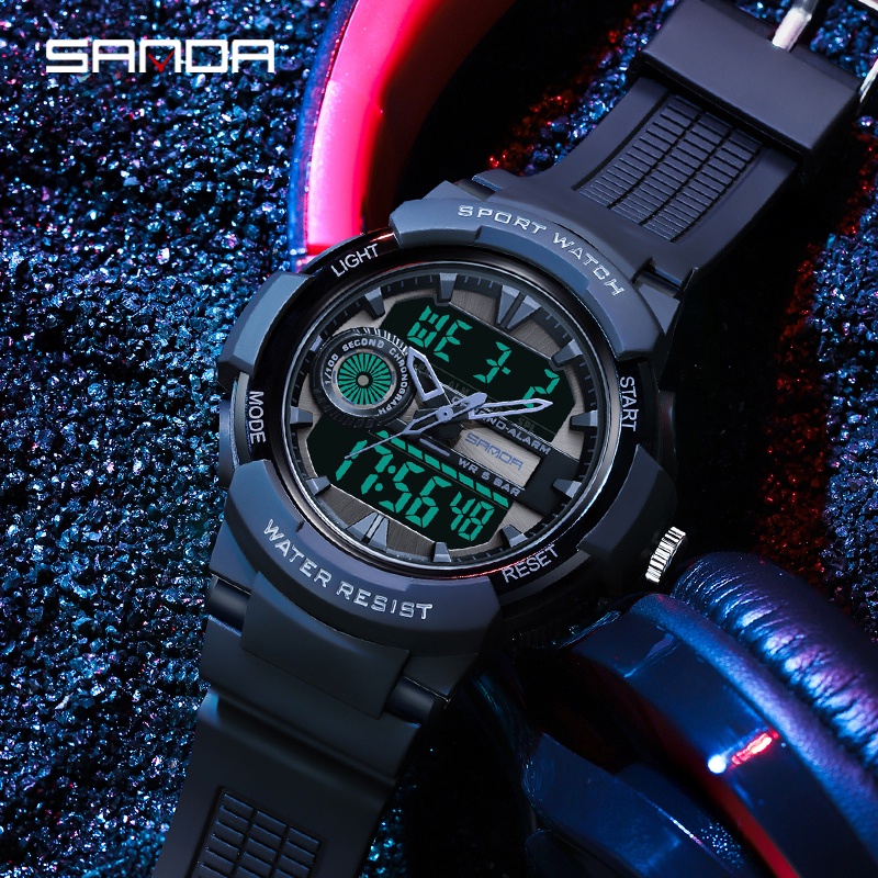 SANDA 6082 Jam Tangan Pria Digital Analog Tali Rubber Shockproof Anti Air WATCHKITE WKOS