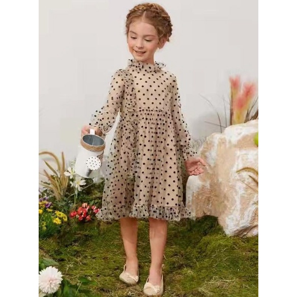 Promo !! Dress simple import anak cewek / dress tiny black many polka  ukuran 1-3tahun / Dress anak lucu