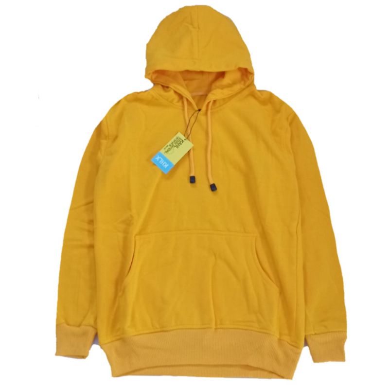 (BISA COD) Jaket jumper hoodie polos pria wanita-kuning