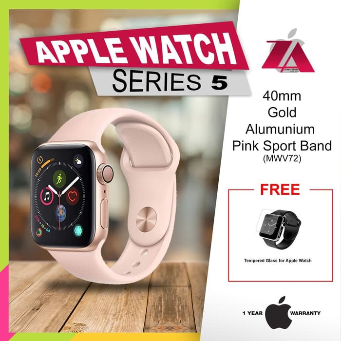 gold apple watch with pink band