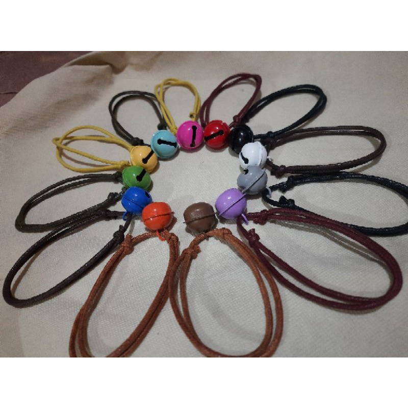 kalung kucing lonceng tali kulit 3mm dengan lonceng 22mm