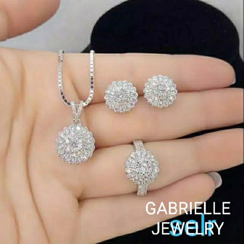 Set Perhiasan Replika Berlian Set Replika Berlian Lapis Emas Set Perhiasan Replika Berlian Eropa Tah