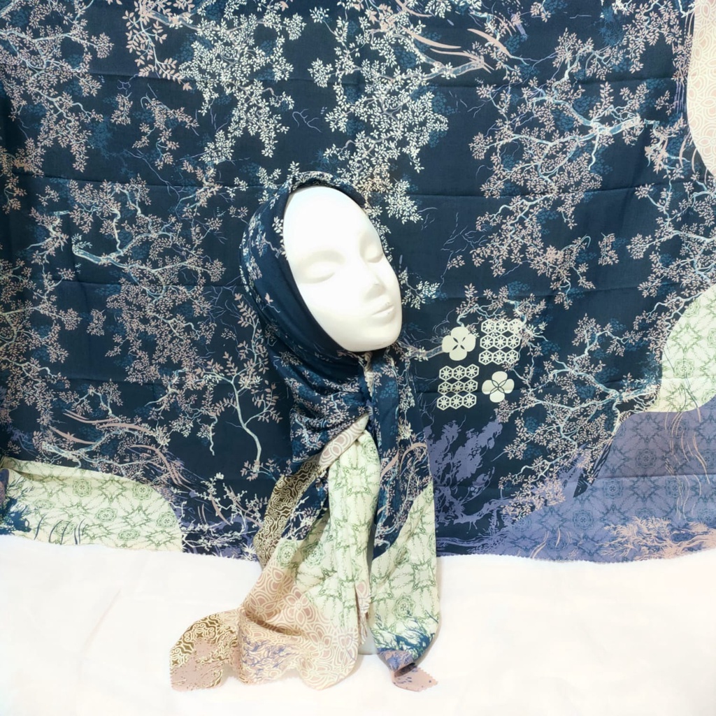 SEGI EMPAT MOTIF TERBARU HIJAB SEGI EMPAT MOTIF DEENAY  LASERCUT  TERMURAH DAN TERLARIS NAYLA HIJA'B-ASOKA NAVY