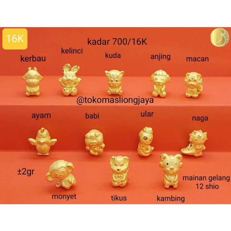 Charm Gelang Shio Emas Kadar 700/16k