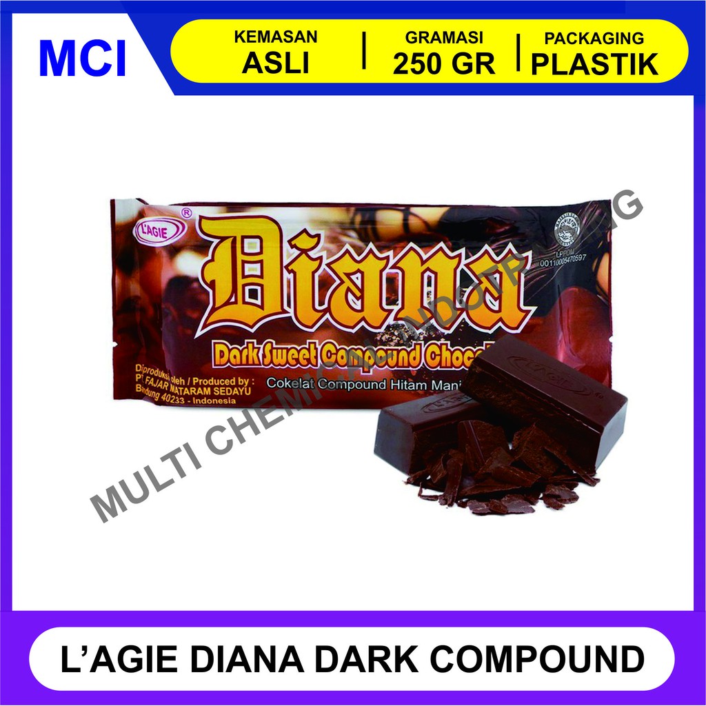 

L'AGIE DIANA DARK SWEET COMPOUND CHOCOLATE 250 GR / COKLAT BATANG