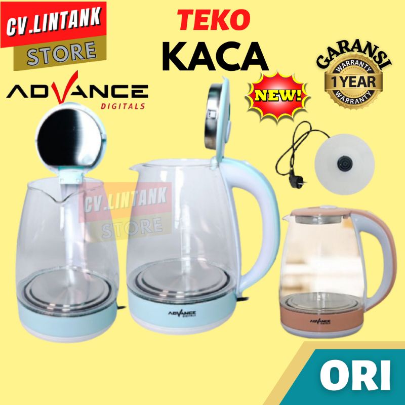 TEKO LISTRIK KETEL ADVANCE AK-183 CERET PEMANAS AIR Low Watt Poci Elektrik Teko Body Kaca Kettle Hem