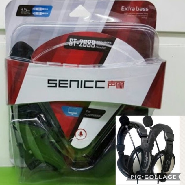 HEADSET SENIC ST-2688 + mic cocok untuk sekolah / kantor / lab / warnet