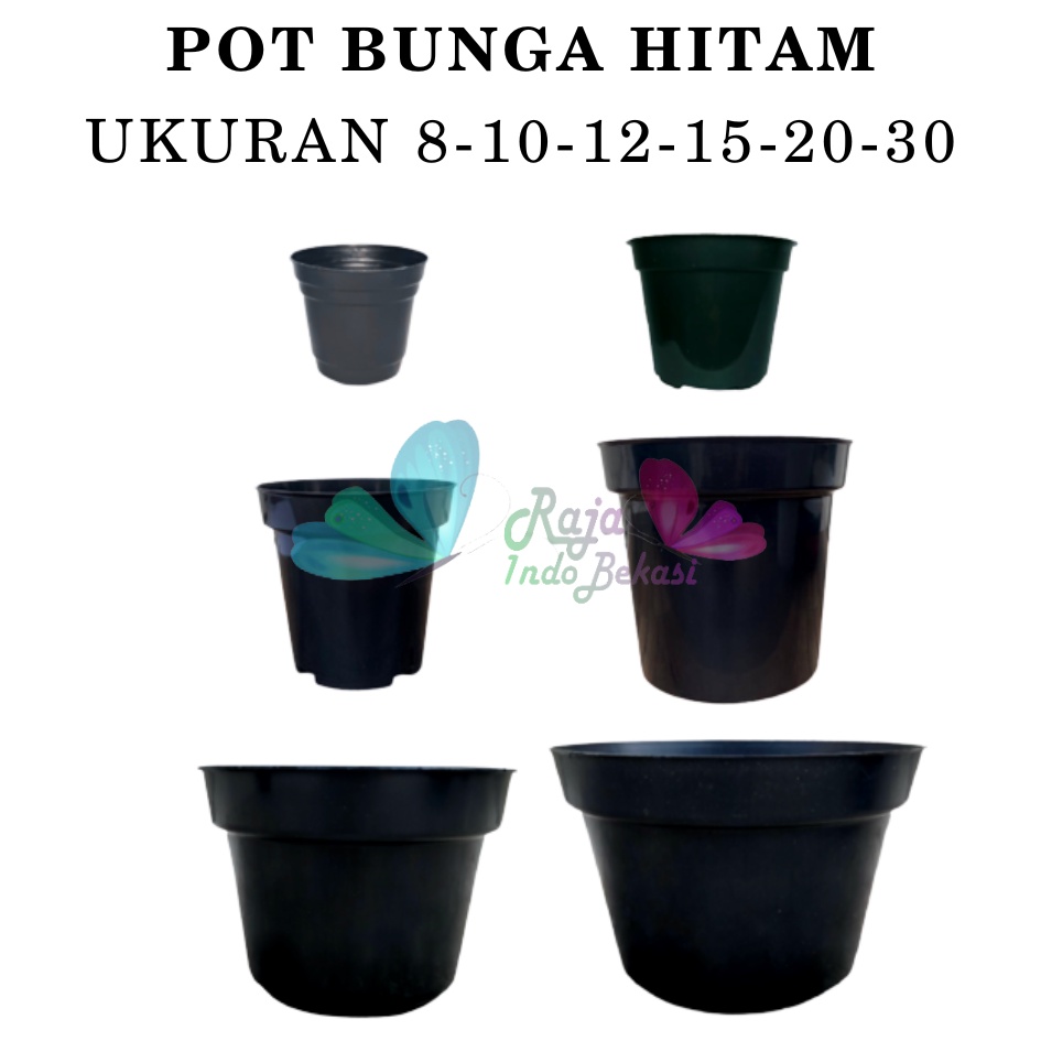 TERMURAH Pot Hitam Ukuran 30cm 25cm 20cm 12cm 10cm 8cm Pot bunga plastik murah Pot Bibit Besar Mini Kecil GROSIR