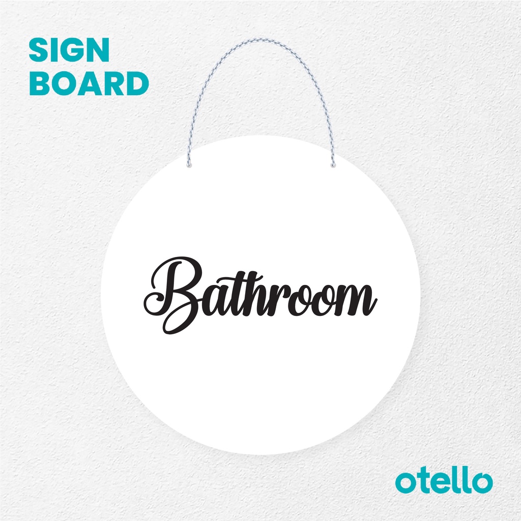 Otello Sign Bathroom Signage Board Acrylic Papan Gantung Label Akrilik Rantai Petunjuk Toko Modern Minimalist Kafe Restoran Kantor Gedung Cafe