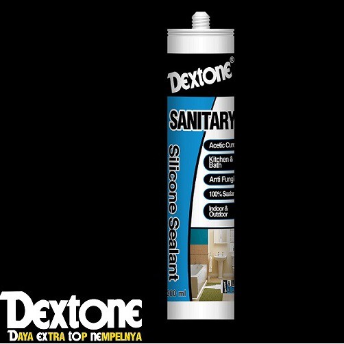 Lem Dextone SANITARY Silicone Glue Sealant  Tabung putih White Akuarium, Keramik, Porselen Granit Ba