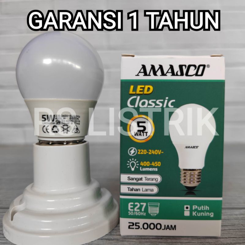 AMASCO CLASSIC LAMPU LED BULB 5W GARANSI 1 TAHUN