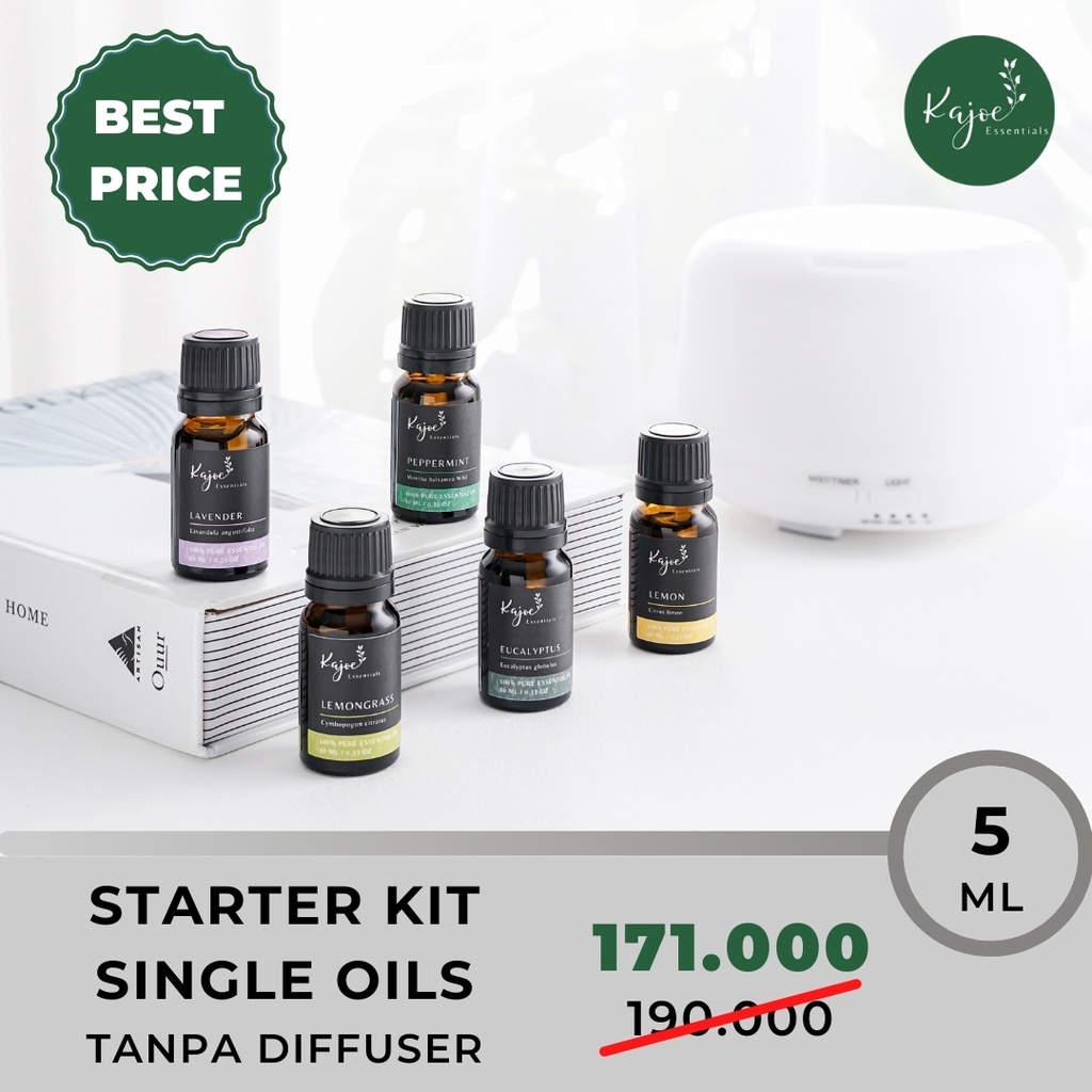 KAJOE STARTER KIT PAKET DIFFUSER ESSENTIAL OIL Minyak Esensial Atsiri Aromaterapi Aromatheraphy