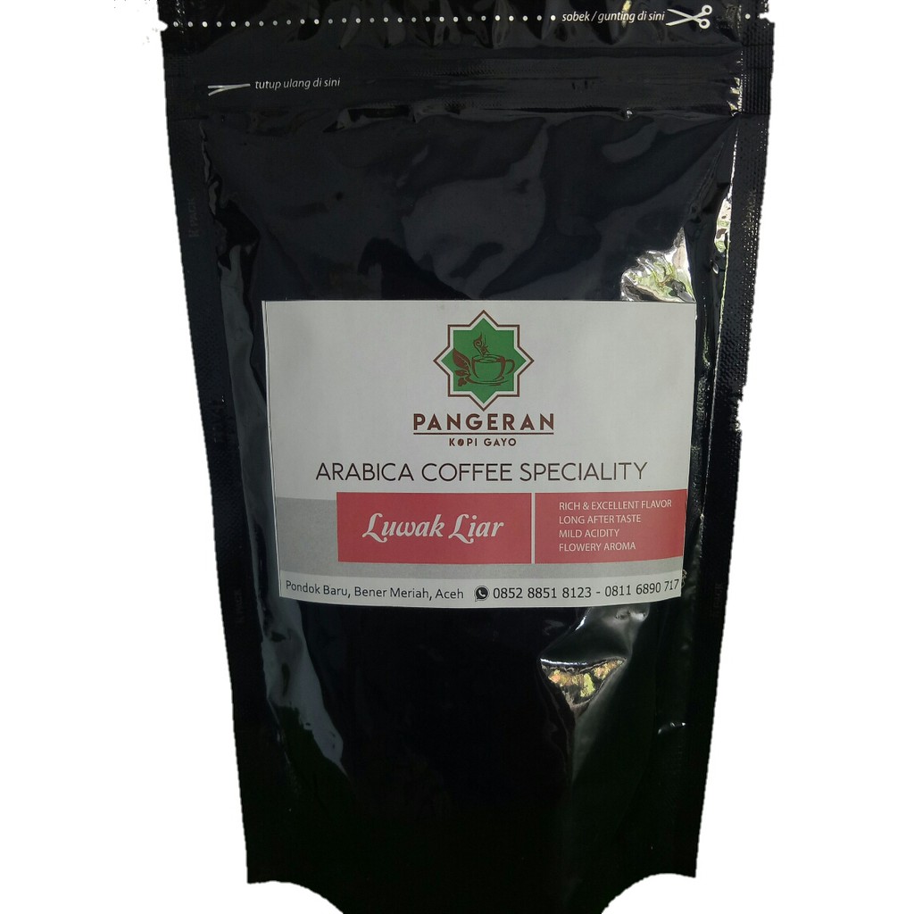 

kopigayo, kopi aceh, LUWAK LIAR 200 Gram. PANGERAN KOPI GAYO ACEH