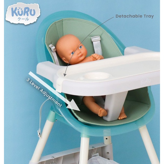 KURU 3in1 High Chair | Kursi Makan Bayi Leather Booster Low HC-8953