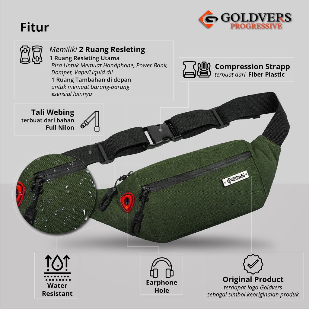 Tas Selempang Pria Waistbag Pria Waterproof Tas Pinggang Pria dan Wanita Casual Style Outdoor - DISTRIBUTORTAS