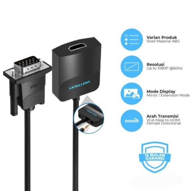 Vention ACN Adapter Converter VGA Male to HDMI Female