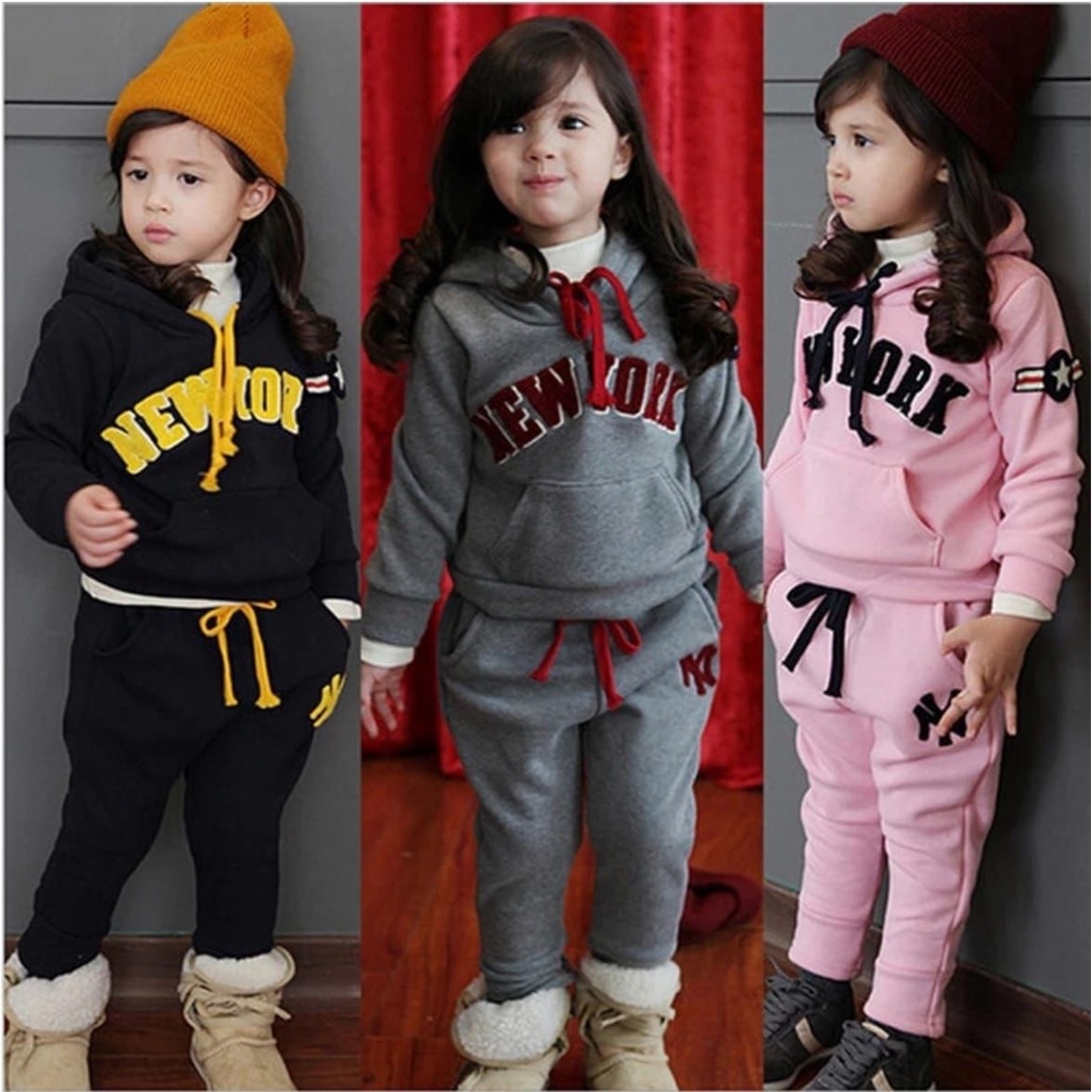 SETELAN HOODIE ANAK PEREMPUAN USIA 1-5 TAHUN MOTIF TERBARU