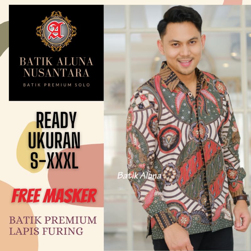 Batik  Pria Lengan Panjang Premium Baju Kemeja Cowok Terbaru Pakaian Busana Laki Laki Batik Aluna So