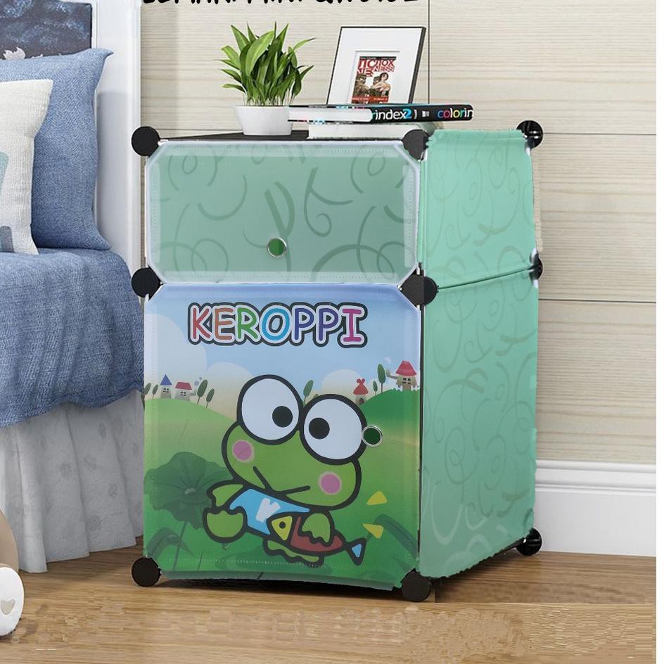 ✼ LEMARI SISI RANJANG PLASTIK/LEMARI PAKAIAN PORTABLE (LEMARI PLASTIK MINI-DORAEMON),✰ ☪