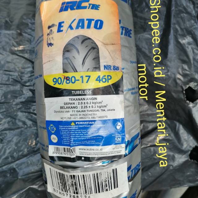 Ban Luar IRC 90.80.17 46P EXATO TUBLESS FREE PENTIL DAN CAIRAN