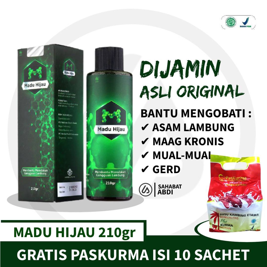 

Madu Hijau isi 210gr Mengobati Sakit Maag Asam Lambung Gerd Mual Kembung