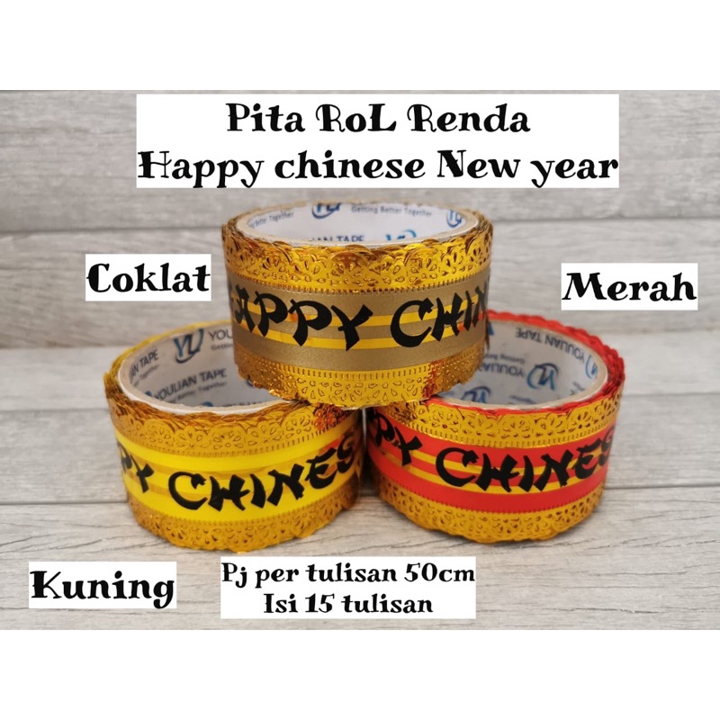 

Pita Rol renda Happy chinese new year lebar 5cm