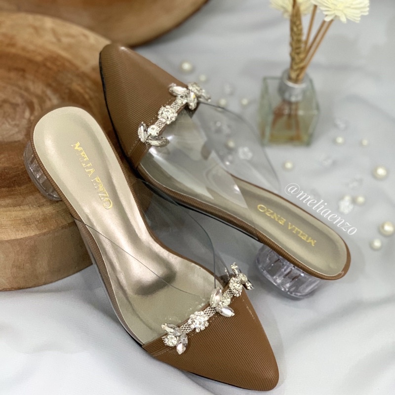 Meliaenzo - Sendal Hak Kaca | Sendal Hak Slop Payet | Sendal Wedding