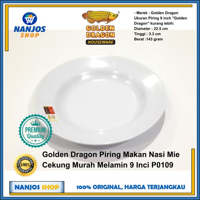 Golden Dragon Piring Makan Nasi Mie Cekung Murah Melamin 9 Inci P0109