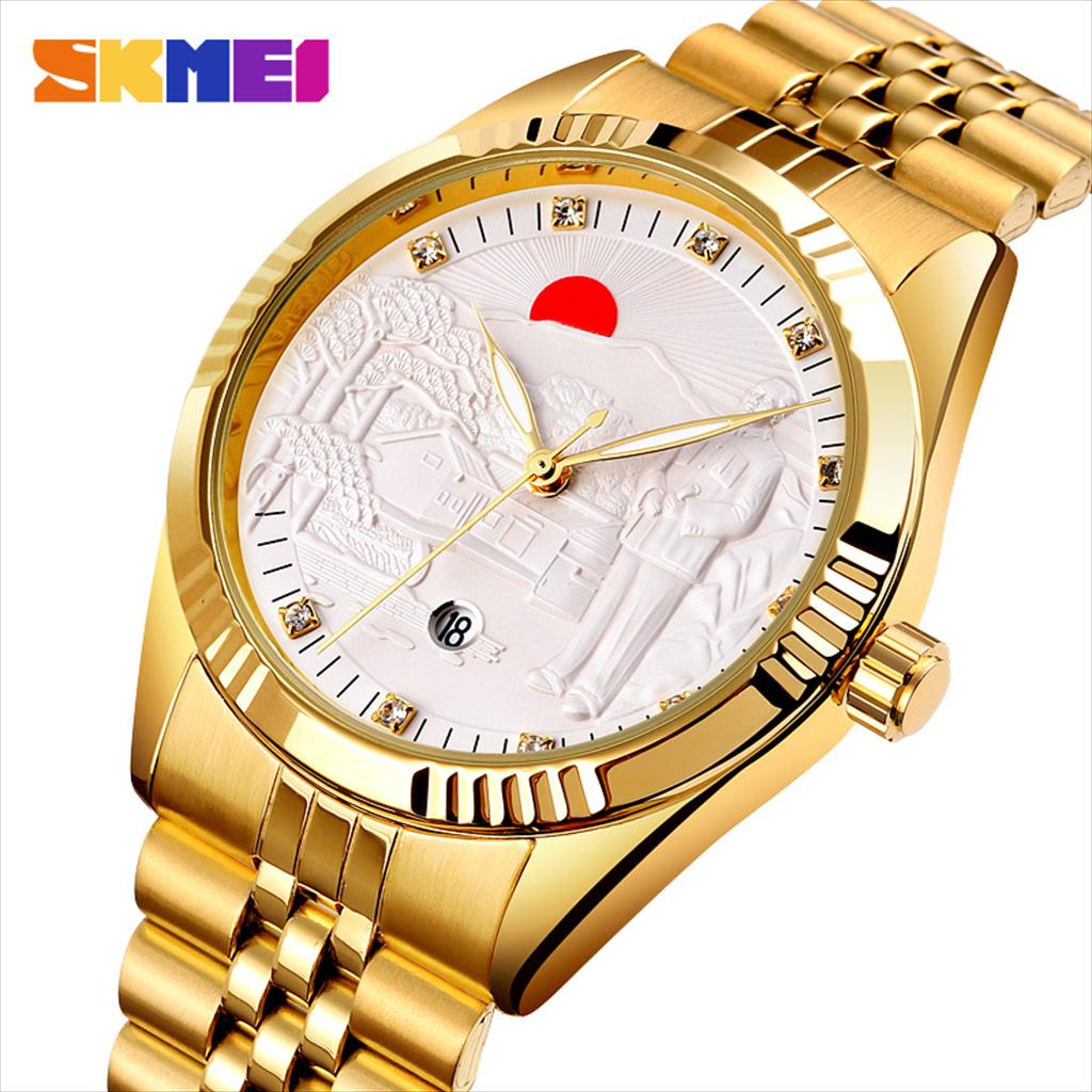 Jam Tangan Luxury Pria SKMEI 9233 Analog Date Stainless Steel Wrist Watches