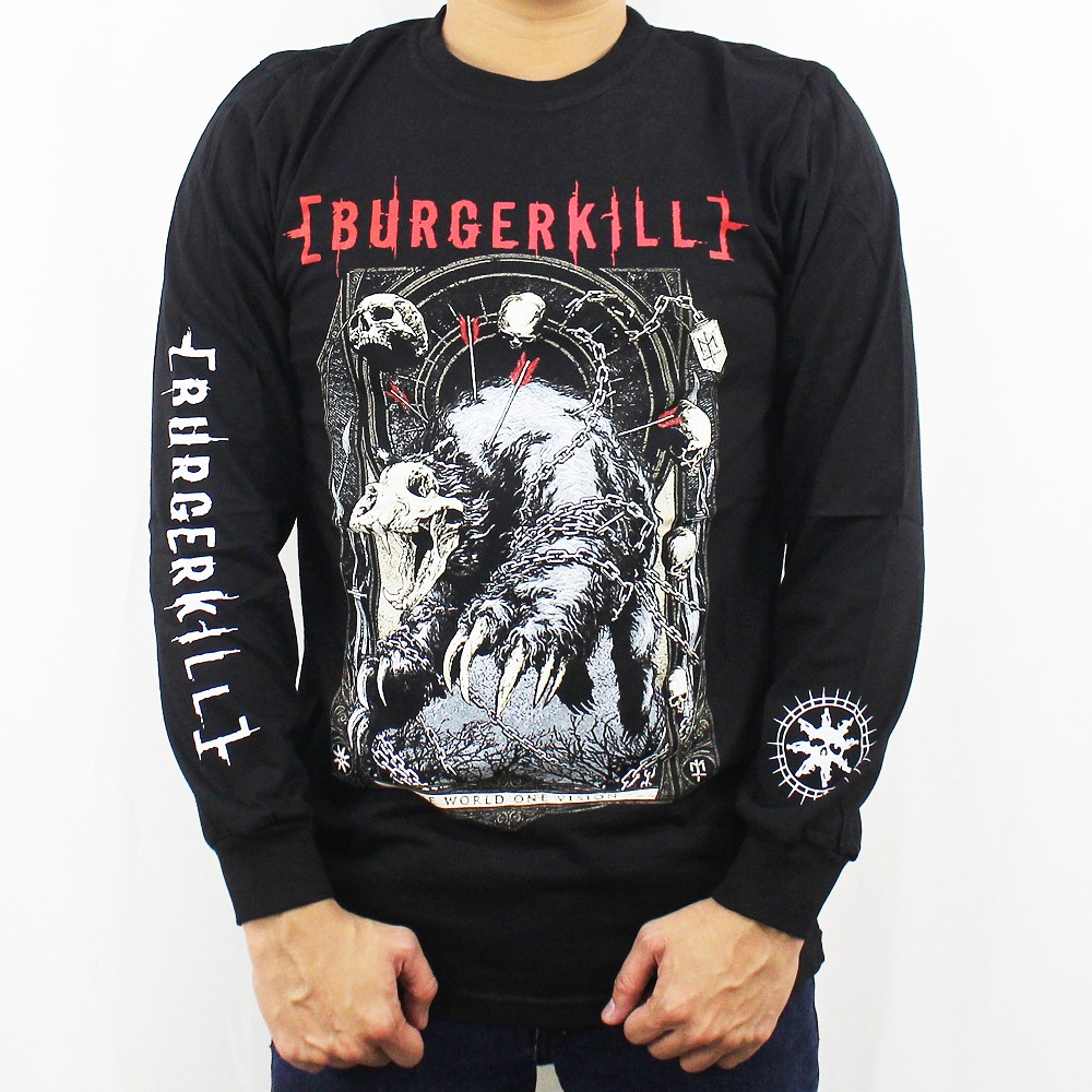 BAJU MUSIK BURGERKILL LENGAN PANJANG 01 SIZE L XL XXL  - BAJU LENGAN PANJANG - LONGSLEEVE PRIA - LONGSLEEVE MUSIK PRIA - DEADSQUAD - BLACK SABBATH - JASAD - JERUJI - BAJU BLACK METAL - SERINGAI - SLIPKNOT - BMTH - LAKNAT - BURGERKILL
