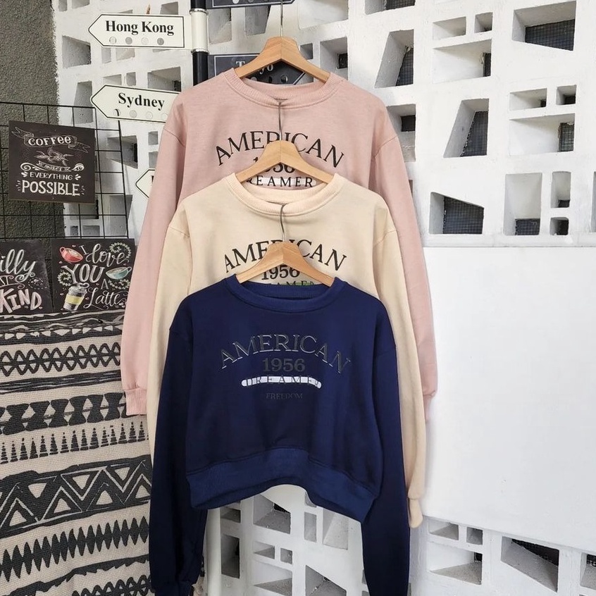 American Crop - Sweater Basic Crop Wanita