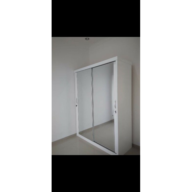 lemari pakaian kayu hpl bloktik / multiplek sliding cermin ukuran 150x200